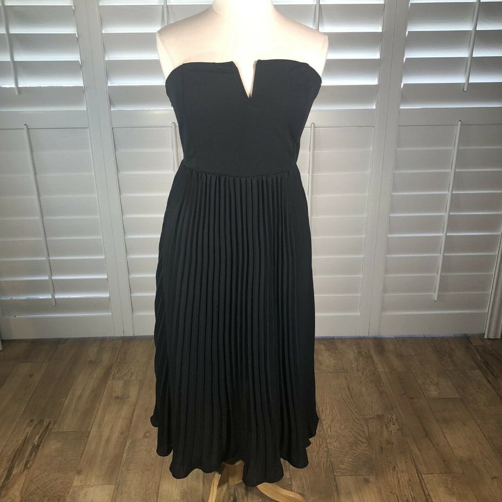 Black Strapless Accordion Pleat Dress 4X Plus Cocktail Evening Clubwear Sexy